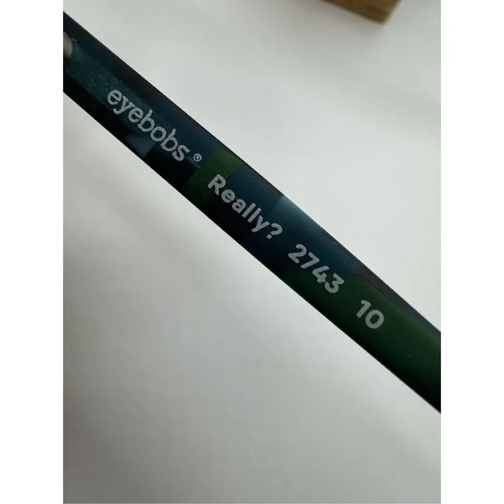 eyebobs Really? reading glasses strength 1.00 blue green pattern new without cas